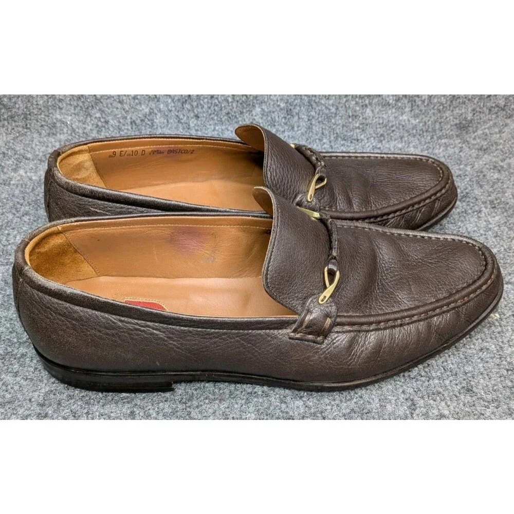 Bally Basico/2 Horsebit Loafers Mens US 10 D Brown Pebbled Leather